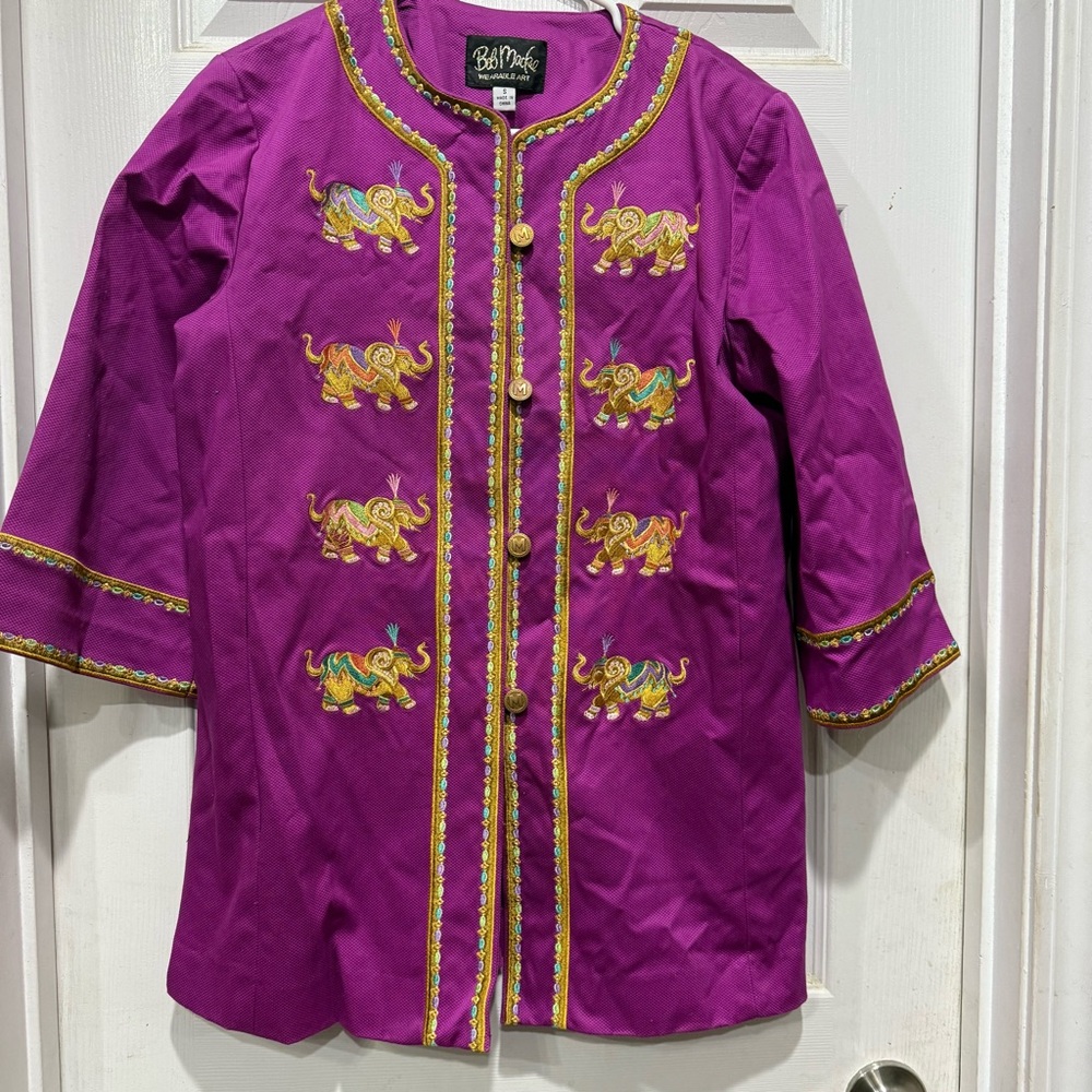 Bob Mackie Wearable Art Elephant Embroidered Tunic Jacket